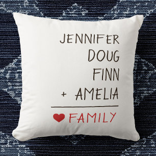 Coussin Mathe des noms de famille pour la famille de quatr