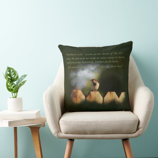 Coussin Mathew 6:26 Oiseaux de l'air (Chaise)