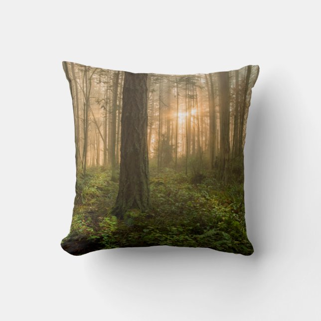 Coussin Matin brumeux du nord-ouest Pacifique de la forêt (Recto)
