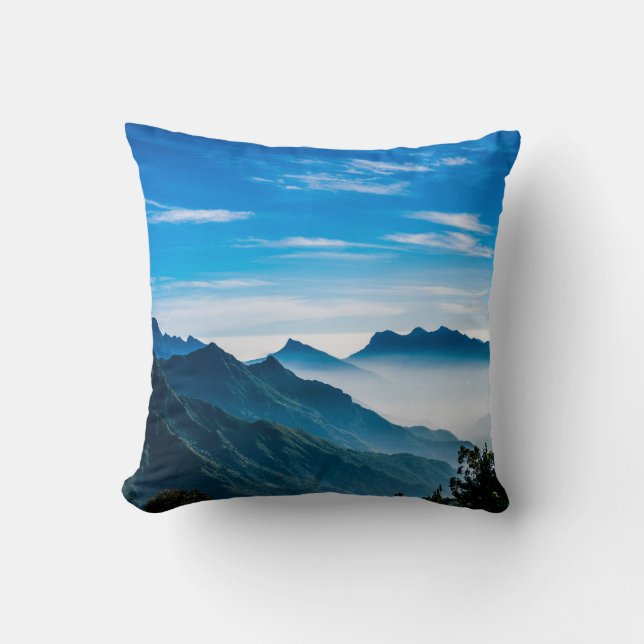 Coussin Matin Montagnes Mist Paysage (Recto)