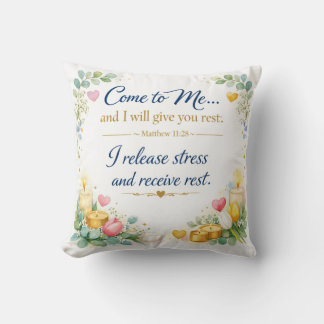 Coussin Matthew 11:28 Bible Verse, Messianic Jewish Decor