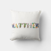 Coussin MATTHEW Nom Art Avec Fleurs Brodées (Recto)