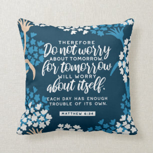 Coussin Matthieu 6:34 Verse de la Bible