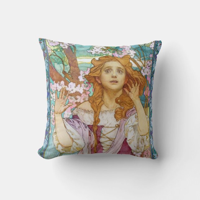 Coussin Maud Adams comme Jeanne d'Arc, Mucha (Recto)