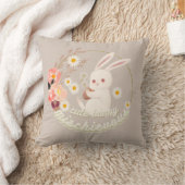 Coussin Mauvais lapin mignon et ornement de fleurs (Couverture)