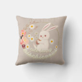 Coussin Mauvais lapin mignon et ornement de fleurs (Verso)