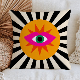 Coussin Mauvais Œil Funky Rayures Noires Maximaliste Dopam
