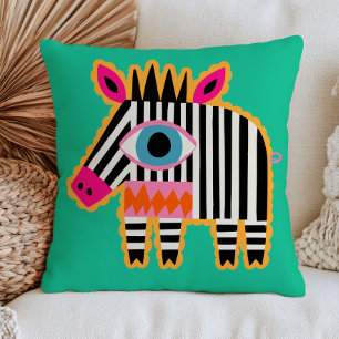 Coussin Mauvais Œil Zèbre Rayé Gras Maximaliste Excentriqu