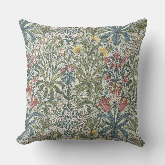 Coussin Mauvaises herbes de William Morris en forêt (Recto)