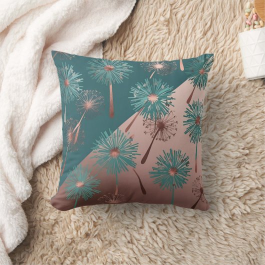 Coussin Mauvaises herbes oubliées : Dandelions en cuivre t (Couverture)