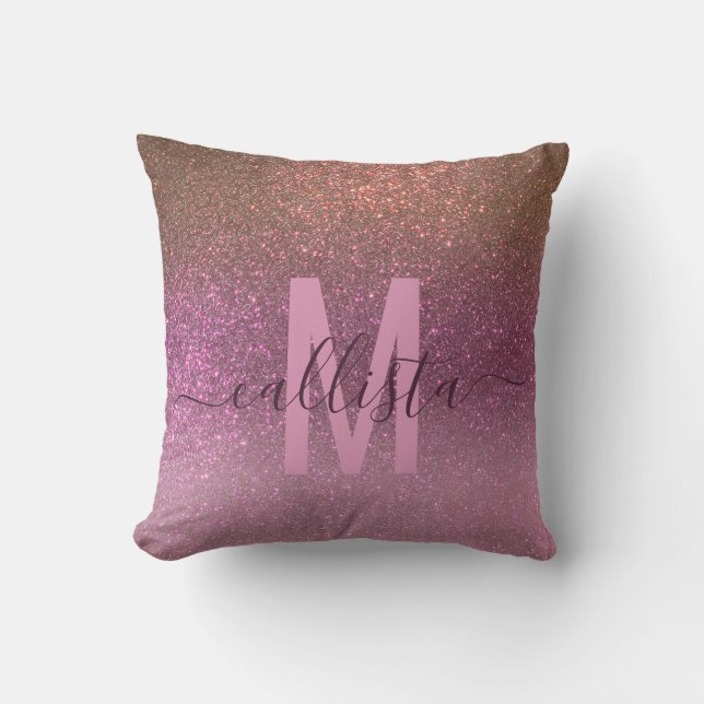 Coussin Mauve d'or violet Parties scintillant étincelante  (Recto)