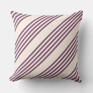 Coussin Mauve violet beige cinq bandes motif
