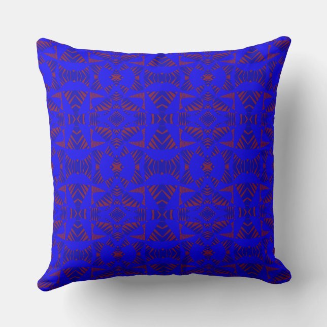 Coussin Maz Abstrait Zebra Mosaic - Rouge Bleu (Verso)