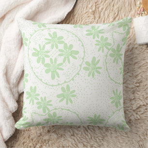 Coussin Maz bulles florales Polka point blanc menthe verte