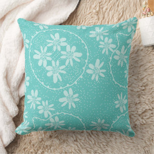 Coussin Maz bulles florales Polka point léger Turquoise