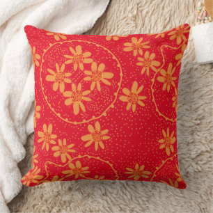 Coussin Maz bulles florales Polka point rouge orange