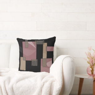 Coussin Maz égyptien Collage Pastel Dusty rose Brown noir