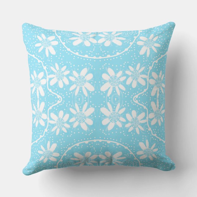 Coussin Maz Floral Bubbles Polka Dot Blanc Bébé Bleu (Verso)