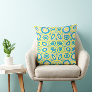 Coussin Maz Oeufs psychédéliques - gris bleu Jaune