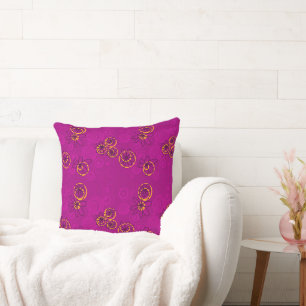 Coussin Mazipoodles bulles florales - Magenta Orange