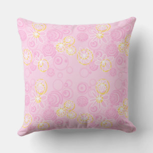 Coussin Mazipoodles bulles florales - rose jaune blanc