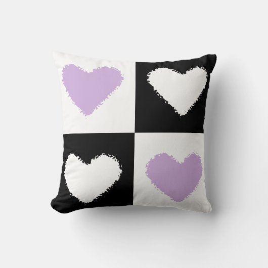 Coussin Mazipoodles Coeurs Abstraction Lilac (Recto)