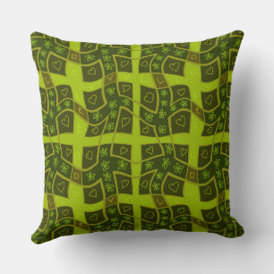 Coussin Mazipoodles Floral Love Heart Check - Green Olive