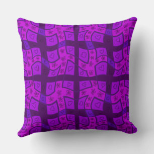 Coussin Mazipoodles Floral Love Heart Check - Purple B