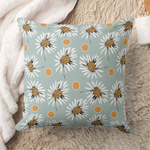 Coussin Mazipoodles Gras Marguerites - Gris Brûlé Orange
