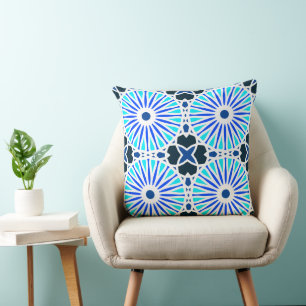 Coussin Mazipoodles Kaleidoscope Roue P Blanc Bleu Marine