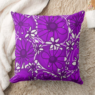 Coussin Mazipoodles Love Flowers - Blanc Violet