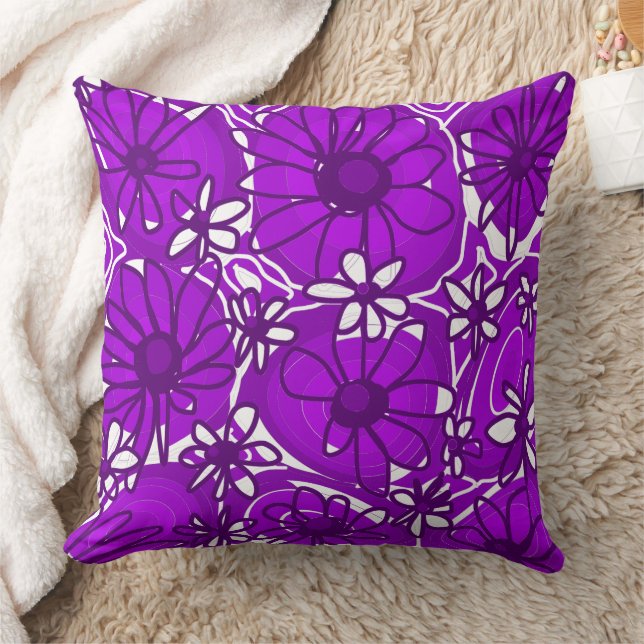 Coussin Mazipoodles Love Flowers - Blanc Violet (Couverture)