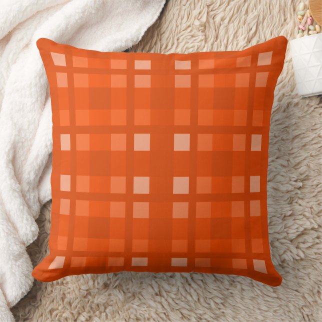 Coussin Mazipoodles Pixel Plaid New - Burning Orange (Couverture)