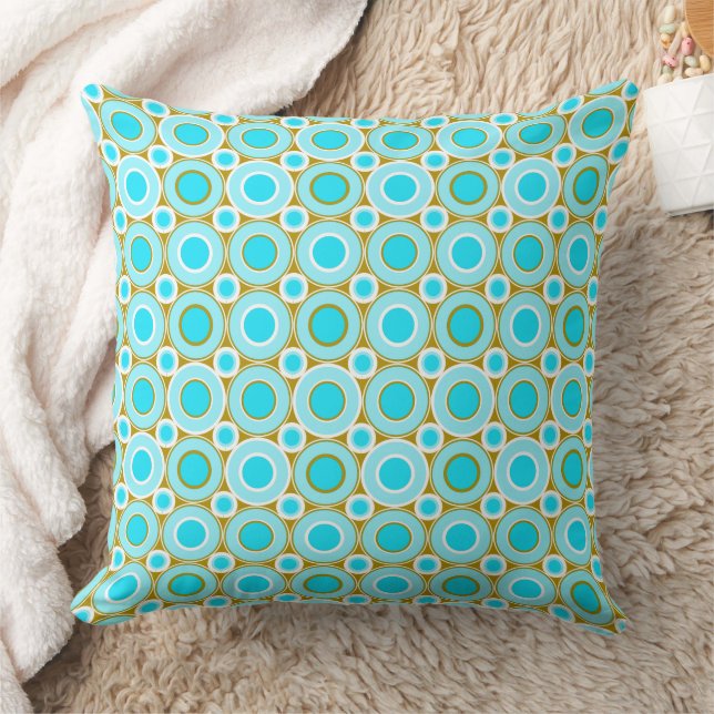 Coussin Mazipoodles Turquoise Antique Or Blanc Donuts (Couverture)