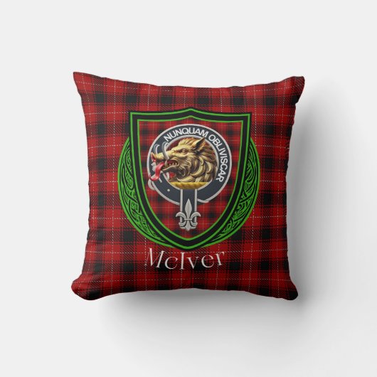 Coussin McIver Scottish Clan Tartan & Crest (Recto)
