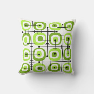 Coussin MCM Moyen-siècle Abstrait Motif Chartreuse
