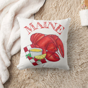 Coussin ME Maine Lobster Shack Dîner de fruits de mer Roug