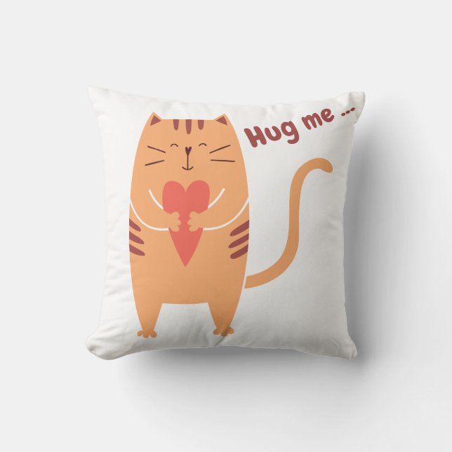 Coussin Me serrer le chat drôle (Recto)