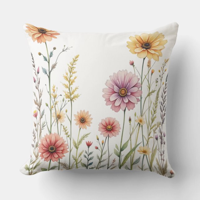 Coussin Meadow Fleur sauvage aquarelle (Recto)