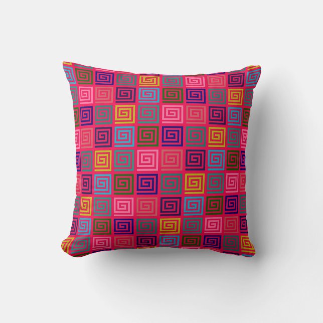 Coussin Meander coloré Motif géométrique moderne (Recto)