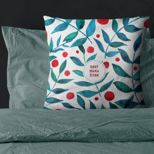 Coussin MeBest Nana Ever Aquarelle turquoise branches Fête