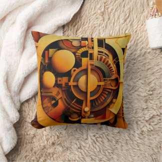 Coussin Mécanisme doré abstrait Steampunk