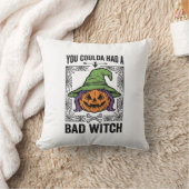 Coussin Méchante Sorcière Drôle de Citrouille d'Halloween (Couverture)