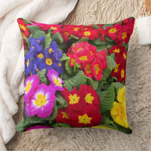 Coussin Médaille colorée printanière de Primulas