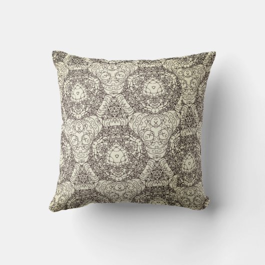 Coussin Médaillon Beige Taupe moderne (Verso)