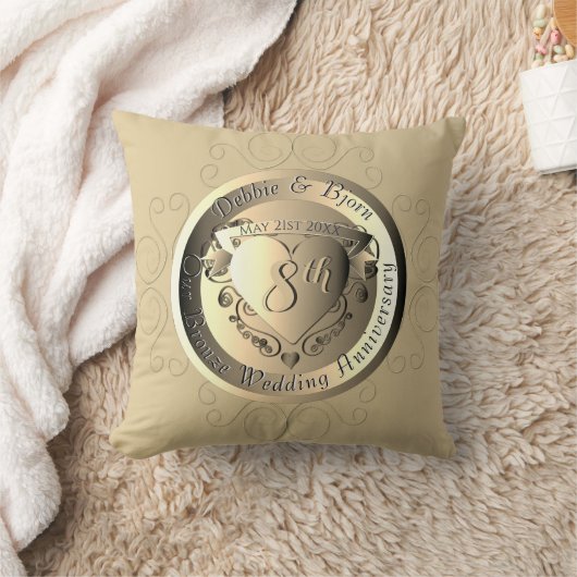Coussin Médaillon de bronze du 8e Mariage avec photo (Couverture)