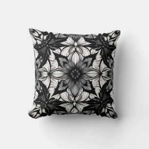 Coussin Médaillon de dentelle florale monochrome Motif