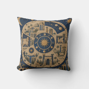 Coussin Médaillon de palais circulaire bleu céleste