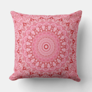 Coussin Médaillon Mandala de fleurs roses