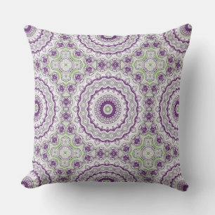Coussin Médaillon Mandala en violet et vert
